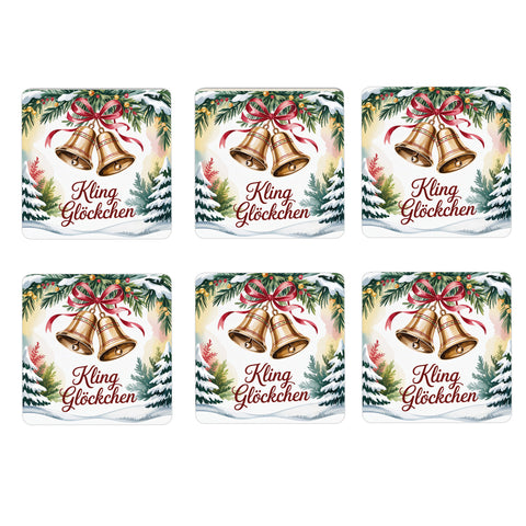 Weihnachten Glocken 6er Set Untersetzer aus Holz - Kling Glöckchen