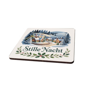 Weihnachten Winterdorf 6er Set Untersetzer aus Holz - Stille Nacht