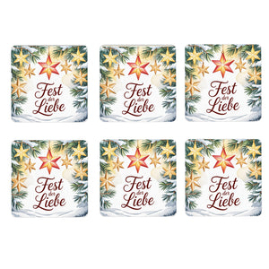 Weihnachten Weihnachtssterne 6er Set Untersetzer aus Holz - Fest der Liebe