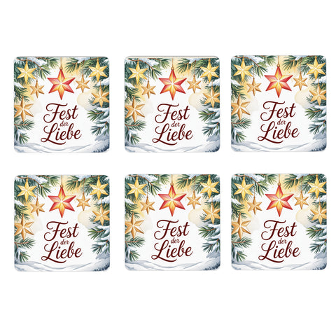 Weihnachten Weihnachtssterne 6er Set Untersetzer aus Holz - Fest der Liebe