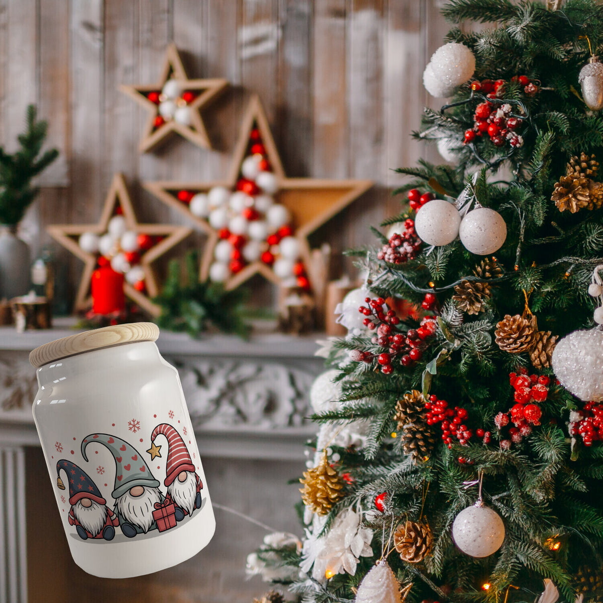 Weihnachtswichtel mit Geschenk Keksdose Weihnachten