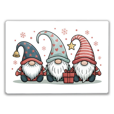 Weihnachtswichtel mit Geschenk Schneidebrett aus Glas Weihnachten