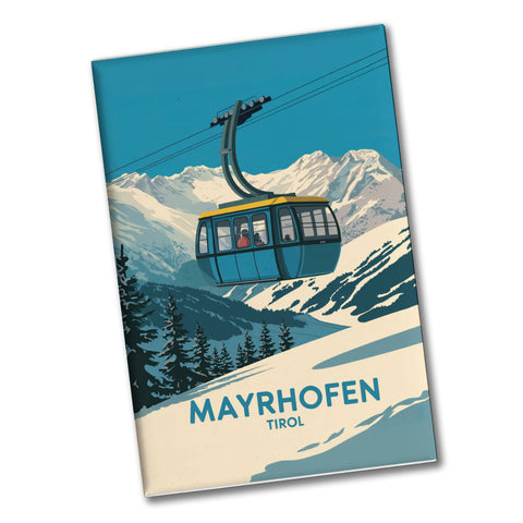 Mayrhofen Tirol Souvenir Magnet mit blau-gelber Seilbahn