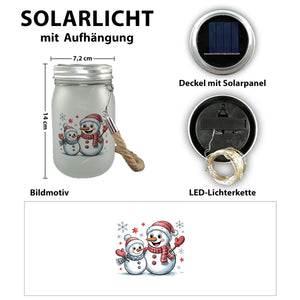 Cartoon Schneemänner Schneeflocken Solarlicht