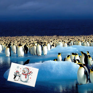 Schneemann und Pinguin mit Schneeflocken Souvenir Magnet für Winterliebhaber