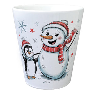 Schneemann Pinguin Blumentopf für Winterfreunde
