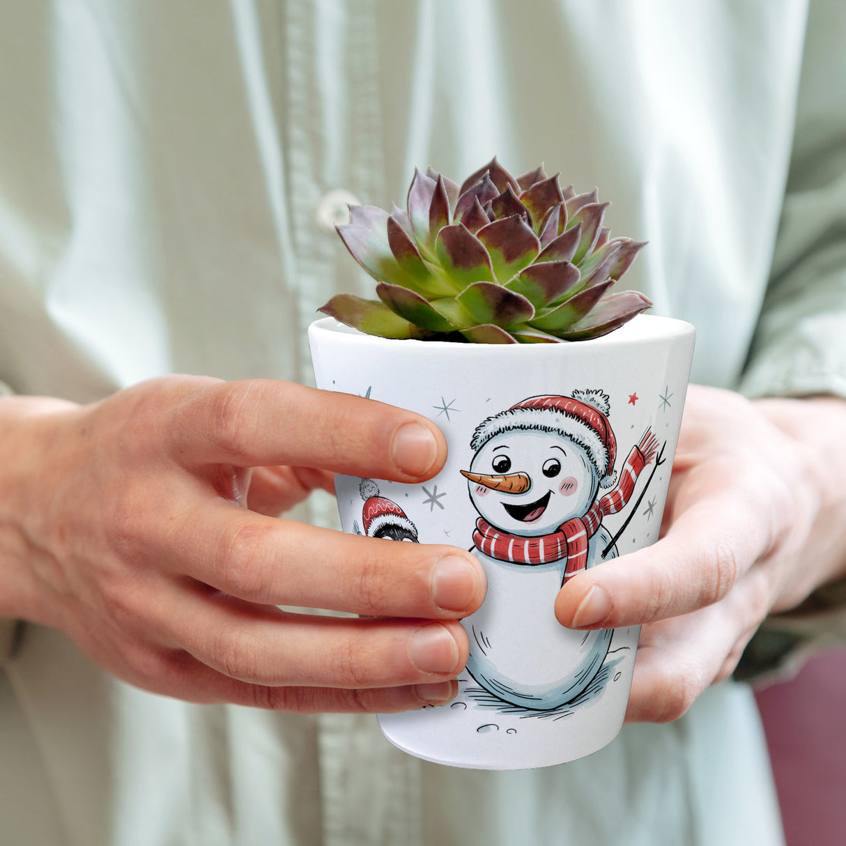 Schneemann Pinguin Blumentopf für Winterfreunde