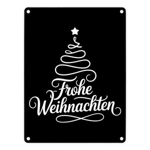Minimalistischer Weihnachtsbaum Frohe Weihnachten Metallschild in 15x20 cm