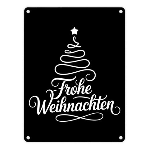 Minimalistischer Weihnachtsbaum Frohe Weihnachten Metallschild in 15x20 cm