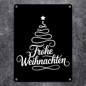 Minimalistischer Weihnachtsbaum Frohe Weihnachten Metallschild in 15x20 cm