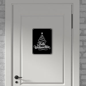 Minimalistischer Weihnachtsbaum Frohe Weihnachten Metallschild in 15x20 cm