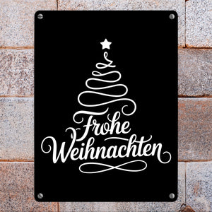 Minimalistischer Weihnachtsbaum Frohe Weihnachten Metallschild in 15x20 cm