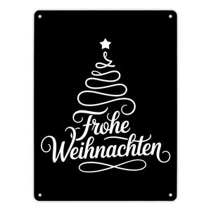 Minimalistischer Weihnachtsbaum Frohe Weihnachten Metallschild in 15x20 cm