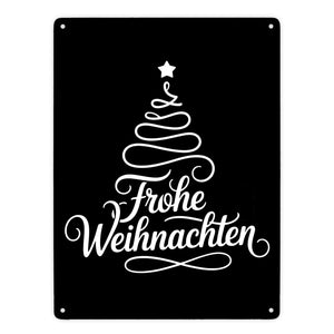 Minimalistischer Weihnachtsbaum Frohe Weihnachten Metallschild in 15x20 cm