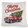 Merry Christmas Kissen mit Rotem Truck und Weihnachtsbaum