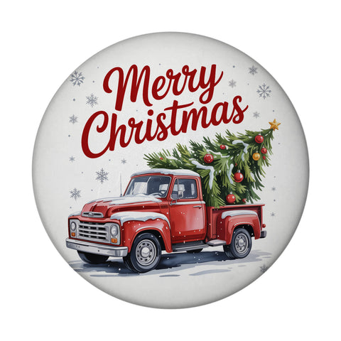 Merry Christmas Magnet mit Rotem Truck und Weihnachtsbaum