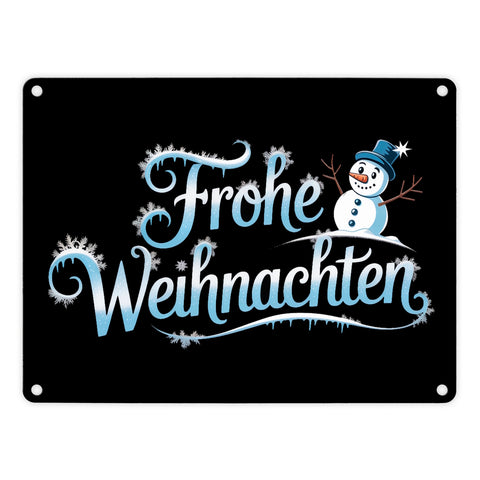 Frohe Weihnachten mit Schneemann Metallschild in 15x20 cm