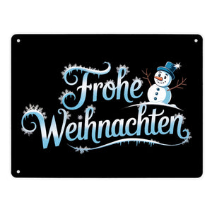 Frohe Weihnachten mit Schneemann Metallschild in 15x20 cm
