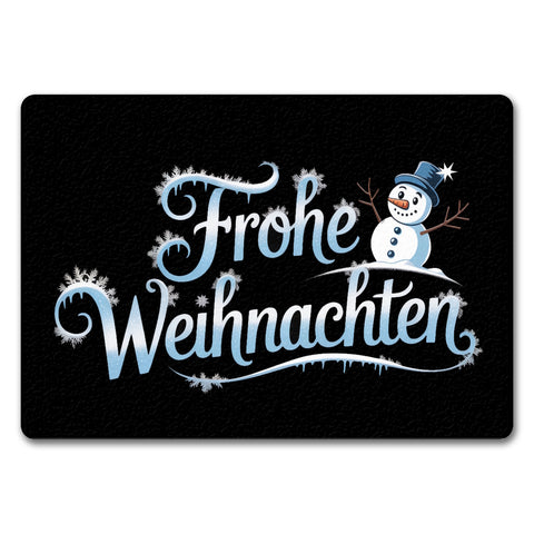Frohe Weihnachten mit Schneemann Fußmatte in 35x50 cm ohne Rand