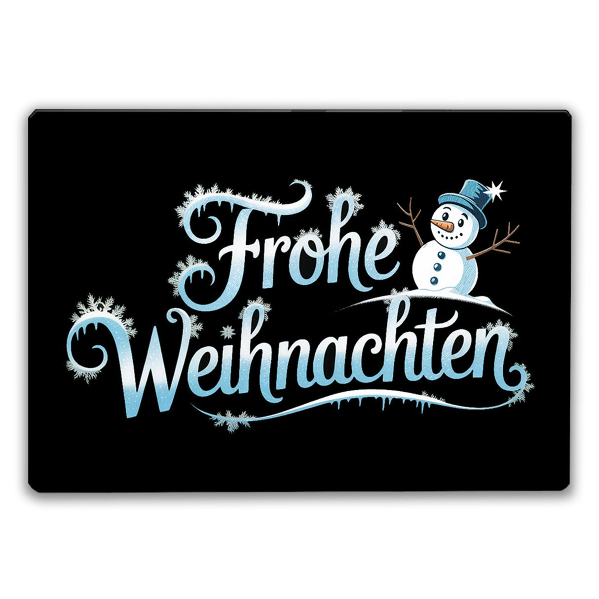 Frohe Weihnachten mit Schneemann Schneidebrett aus Glas