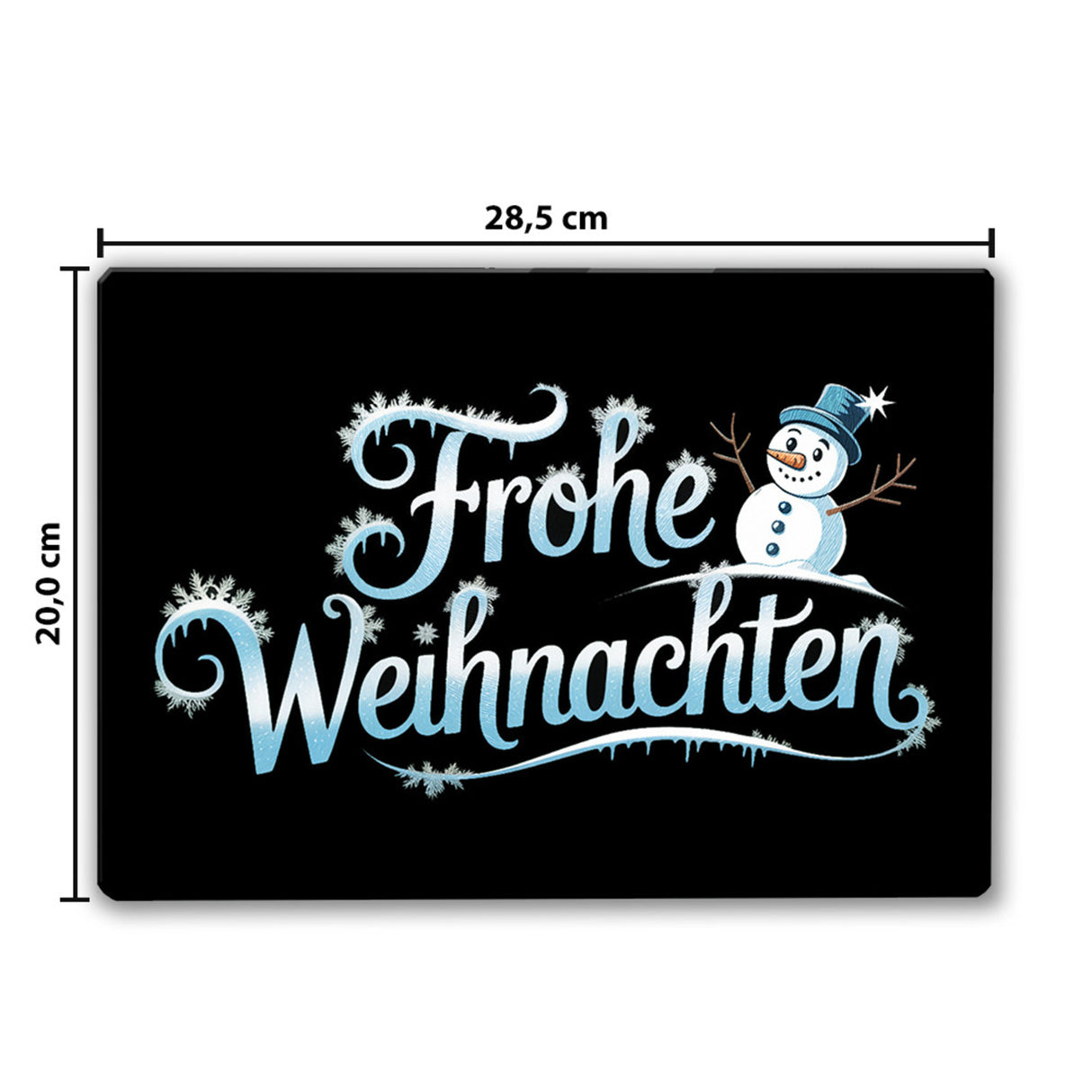 Frohe Weihnachten mit Schneemann Schneidebrett aus Glas