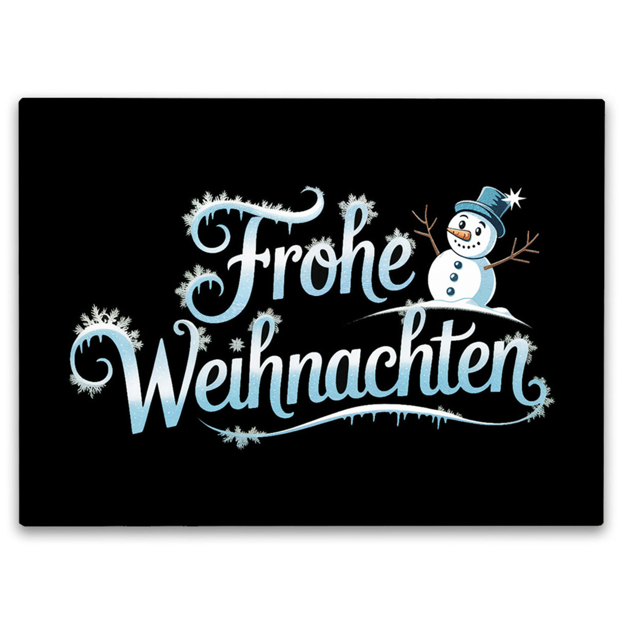 Frohe Weihnachten mit Schneemann Schneidebrett aus Glas