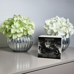 Oldtimermotorrad mit Beiwagen Spardose mit Spruch: Sparen auf die drei Räder Freiheit