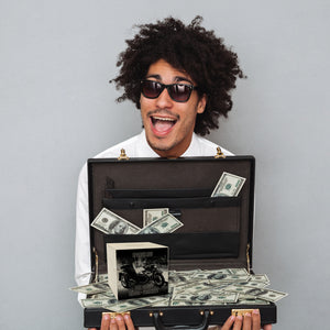 Oldtimermotorrad mit Beiwagen Spardose mit Spruch: Sparen auf die drei Räder Freiheit