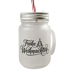 Weihnachtsbaum Trinkglas mit Bambusdeckel frohe Weihnachten