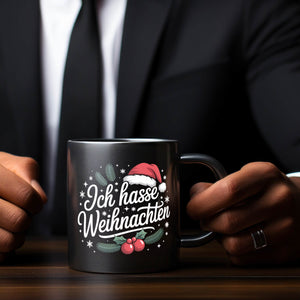 Ich hasse Weihnachten Tasse mit Weihnachtsmannhut