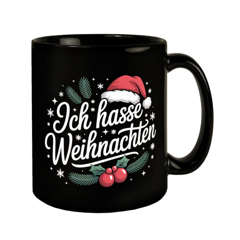 Ich hasse Weihnachten Tasse mit Weihnachtsmannhut