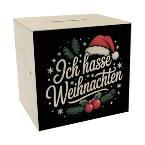 Ich hasse Weihnachten Spardose mit Weihnachtsmannhut