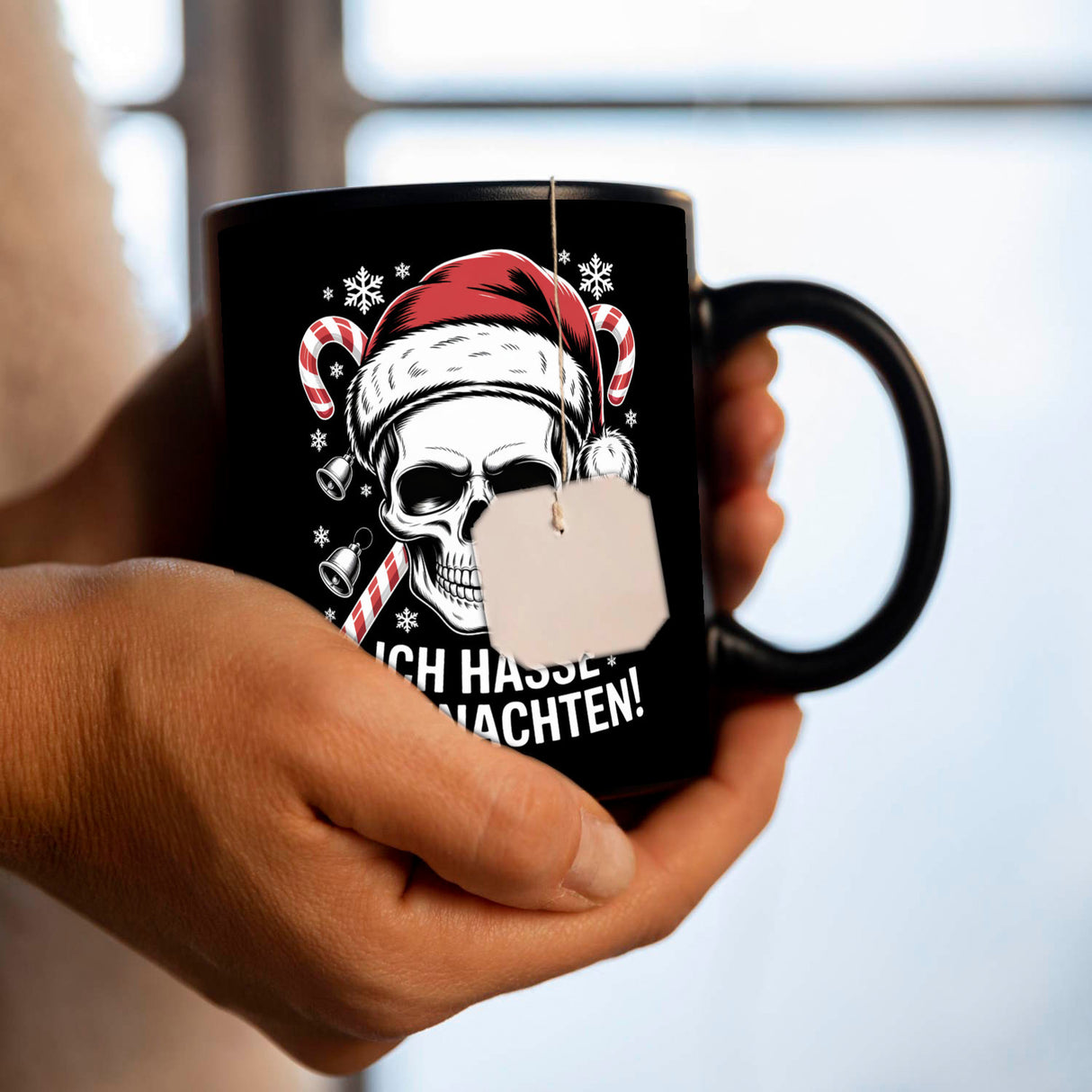 Totenkopf Weihnachtsmann Tasse - Ich hasse Weihnachten