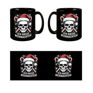 Totenkopf Weihnachtsmann Tasse - Ich hasse Weihnachten