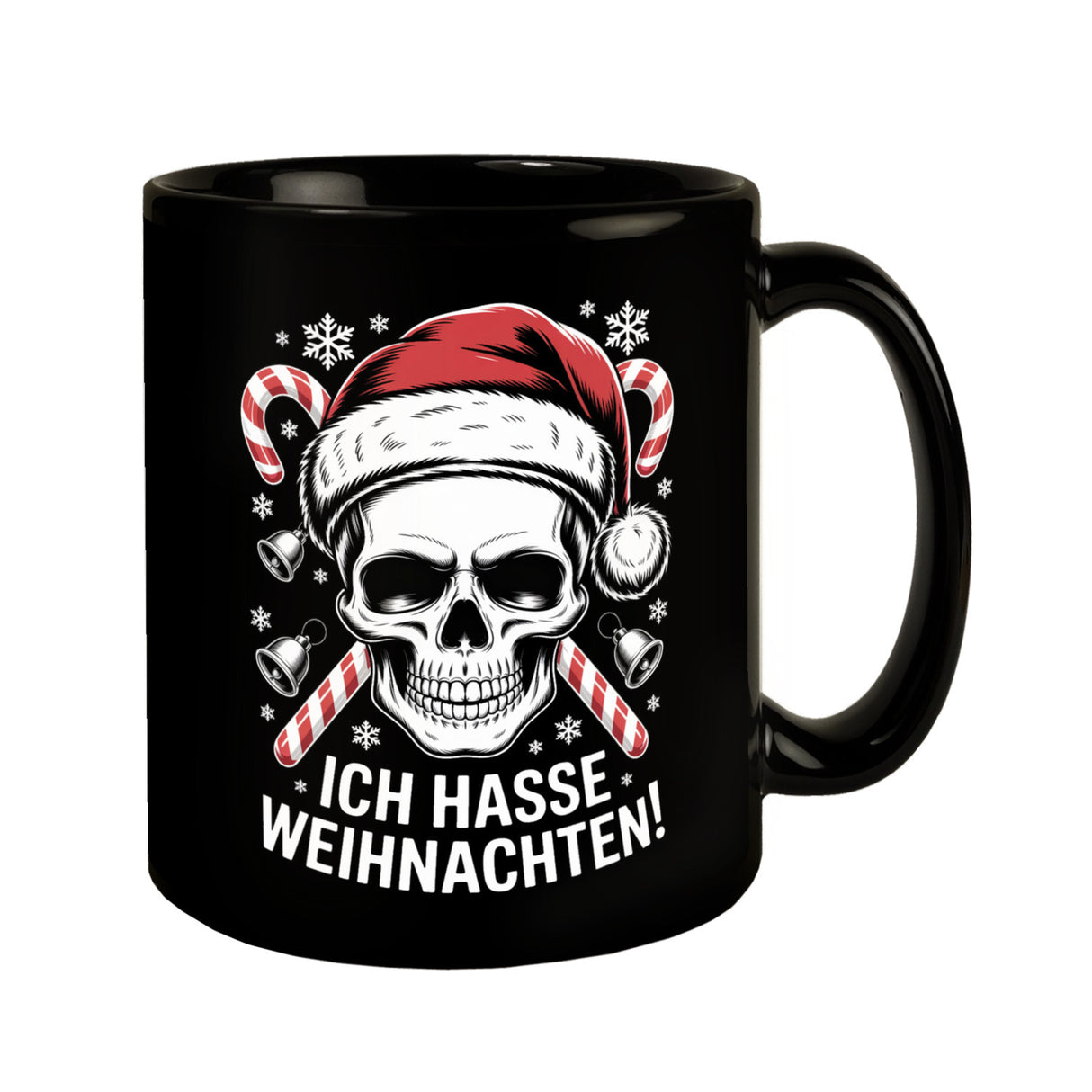 Totenkopf Weihnachtsmann Tasse - Ich hasse Weihnachten