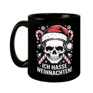 Totenkopf Weihnachtsmann Tasse - Ich hasse Weihnachten