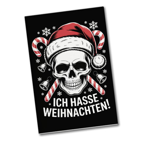 Totenkopf Weihnachtsmann Souvenir Magnet - Ich hasse Weihnachten