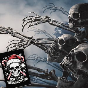 Totenkopf Weihnachtsmann Souvenir Magnet - Ich hasse Weihnachten