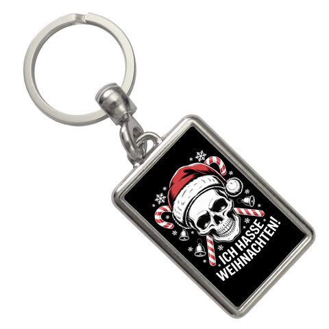 Totenkopf Weihnachtsmann Schlüsselanhänger - Ich hasse Weihnachten