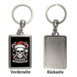 Totenkopf Weihnachtsmann Schlüsselanhänger - Ich hasse Weihnachten