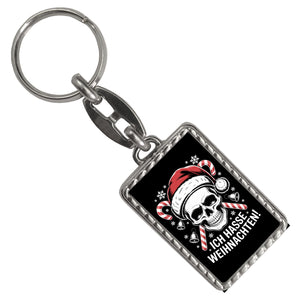 Totenkopf Weihnachtsmann Schlüsselanhänger - Ich hasse Weihnachten