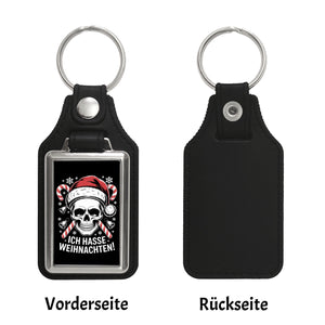 Totenkopf Weihnachtsmann Schlüsselanhänger - Ich hasse Weihnachten