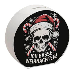 Totenkopf Weihnachtsmann Spardose - Ich hasse Weihnachten