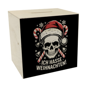 Totenkopf Weihnachtsmann Spardose - Ich hasse Weihnachten