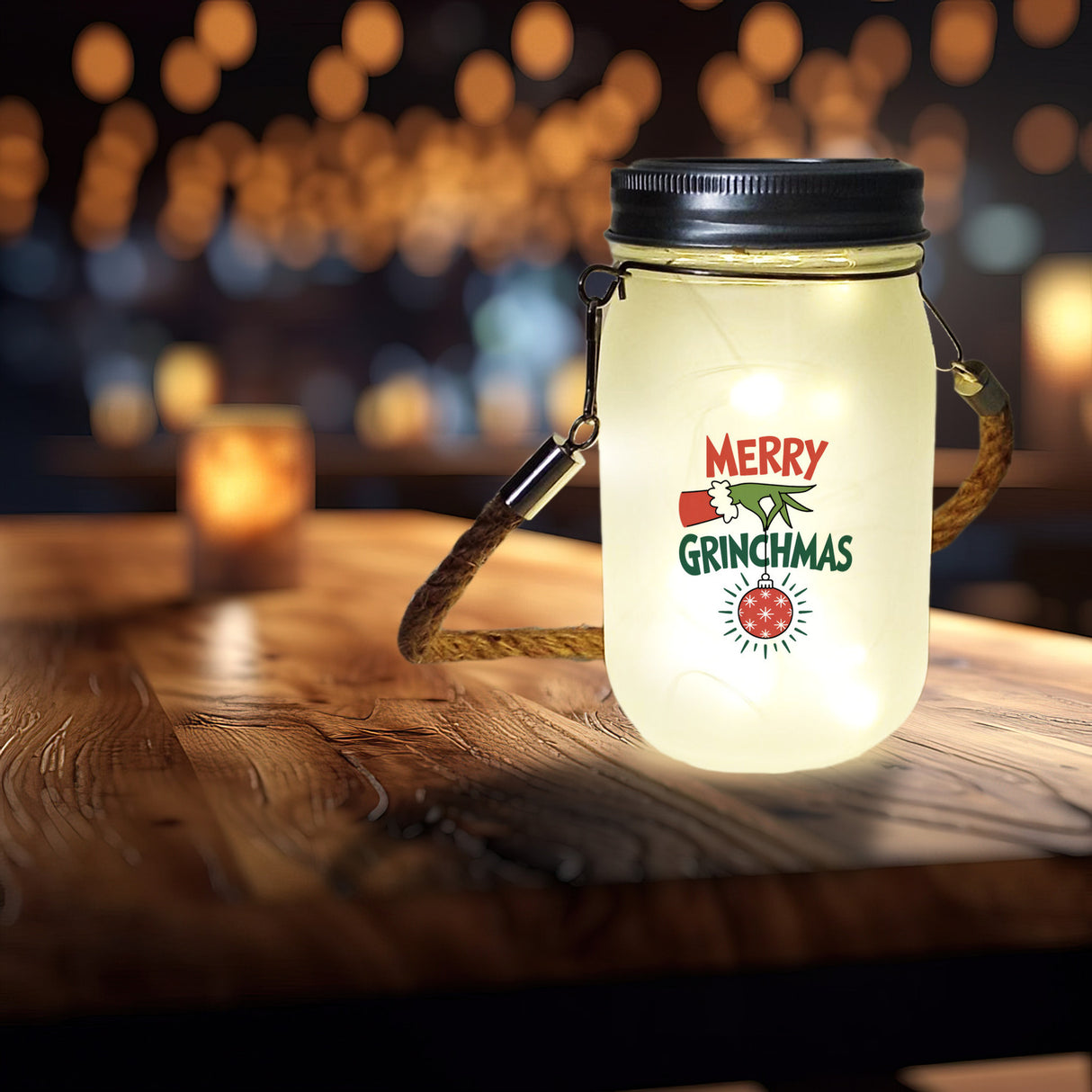 Weihnachtsmuffel-Hand merry Grinchmas Solarlicht