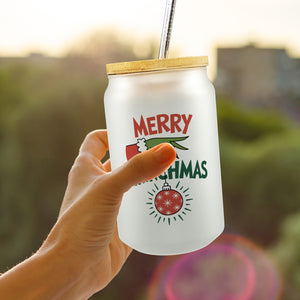 Weihnachtsmuffel-Hand merry Grinchmas Trinkglas mit Bambusdeckel