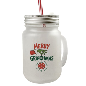 Weihnachtsmuffel-Hand merry Grinchmas Trinkglas mit Bambusdeckel