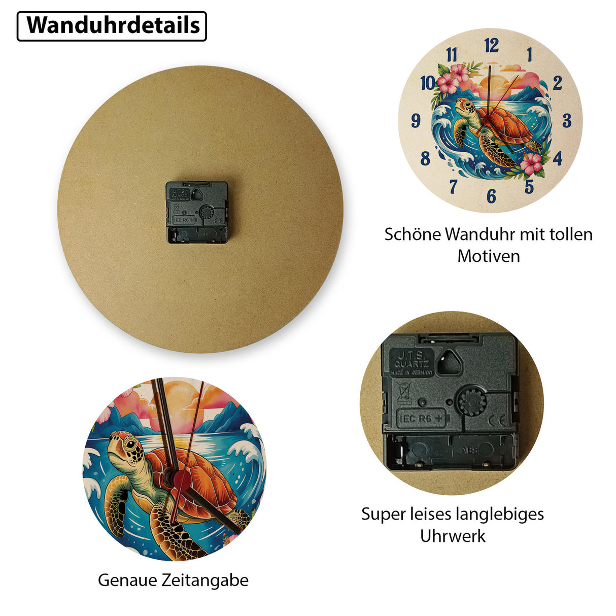 Meeresschildkröte Aquarellstil Wanduhr Maritimes Design