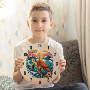 Meeresschildkröte Aquarellstil Wanduhr Maritimes Design