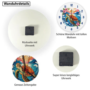 Meeresschildkröte Aquarellstil Wanduhr Maritimes Design